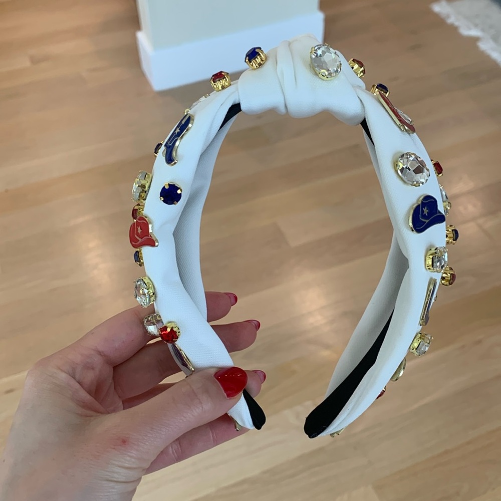July 4th American cow boy hat cowgirl boots rhinestone studded headband red